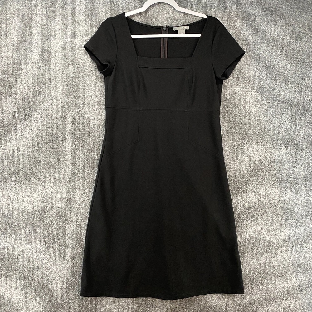 Ann Taylor Dress Womens 8 Black Square Neck Sheath Ladies Old Money Minimalist